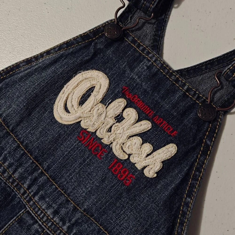 Oshkosh Denim Jean Bib Overalls Baby Boys 9 - 12 M Months Infant Blue Vestbak
